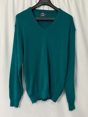 Jantzen Vintage Men's XL Sweater V-Neck Acrylic Long Sleeve Made In USA Green